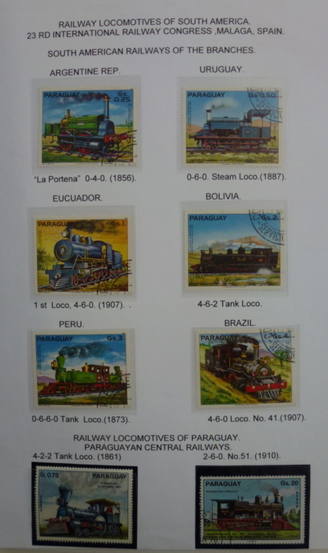 PARAGUAY 1976 Railway Locomotives. Set of 8. May not be complete. - 58606 - CTO image 0