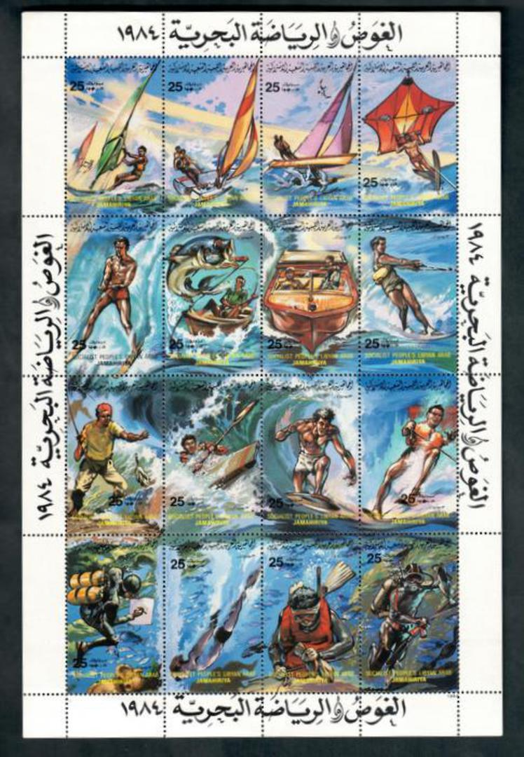 LIBYA 1984 Lovely miniature sheet YACHTS WATER SKIING DIVING. - 50488 - UHM image 0