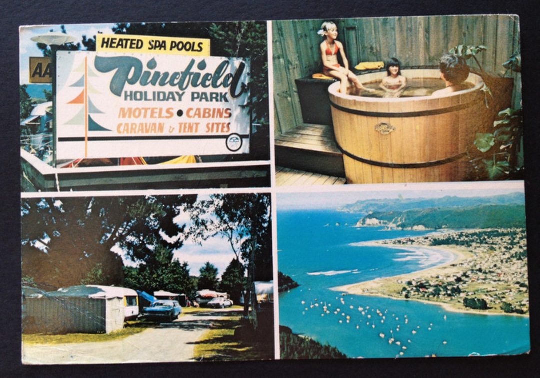 Modern Coloured Postcard by Logan of Pinefield Holiday Park Whangamata. - 442163 - Postcard image 0