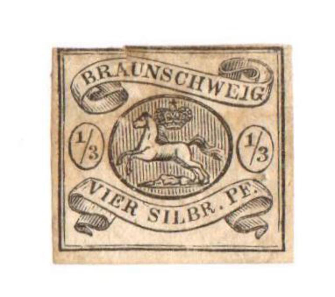BRUNSWICK 1853 Definitive 1/3 sgr Black on white. Four full margins. Some staining at the top that appears to have been caused b image 0