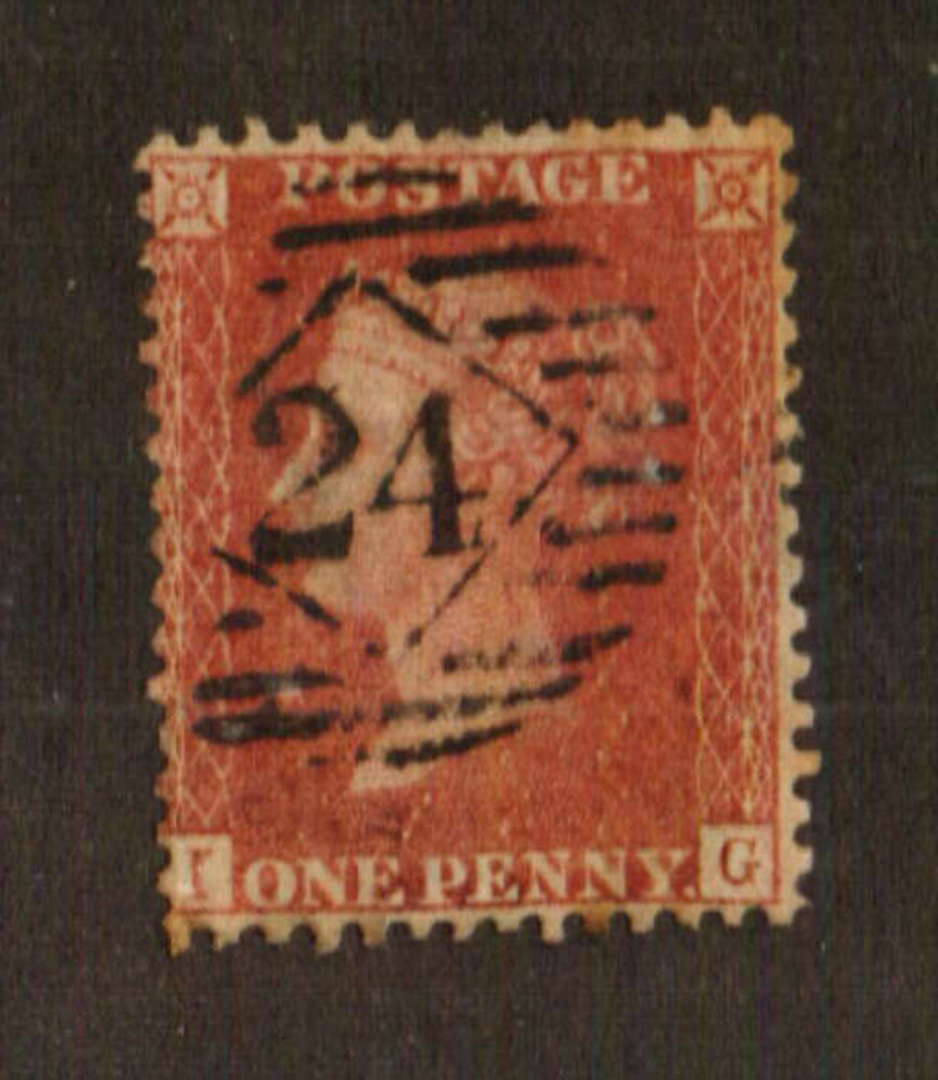 GREAT BRITAIN 1858 1d rose-red. Perf 14 Wmk Large Crown. Letters IG.Pmk 24 in diamond.Die 2. - 74582 - VFU image 0