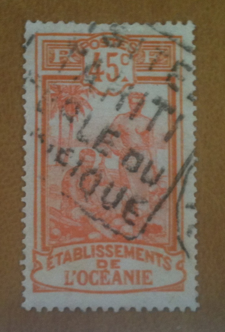 FRENCH OCEANIC SETTLEMENTS 1913 Definitive 45c Orange. Not listed. - 75976 - Used image 0