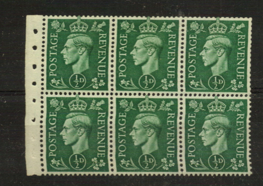 GREAT BRITAIN 1937 Geo 6th Definitive 1d Green Booklet Pane. - 23208 - UHM image 0