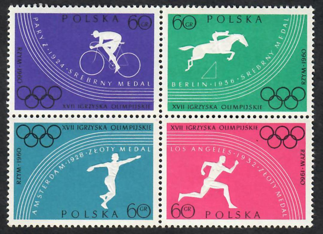 POLAND 1960 Olympics. Set of 8. in blocks of 4. image 1