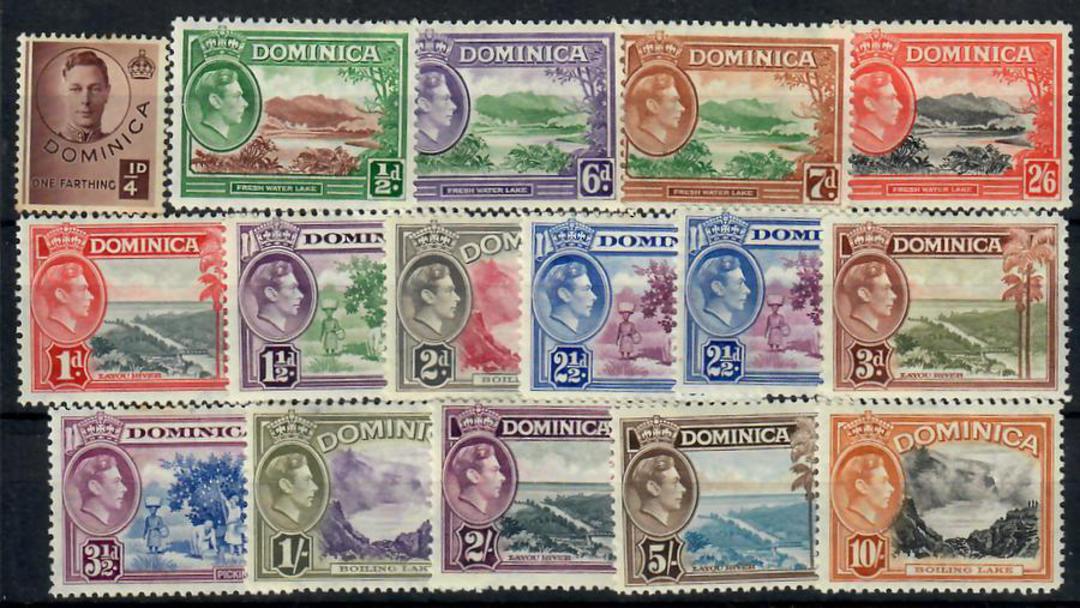 DOMINICA 1938 Geo 6th Definitives. Set of 14 plus the colour difference 2½d. - 23011 - Mint image 0