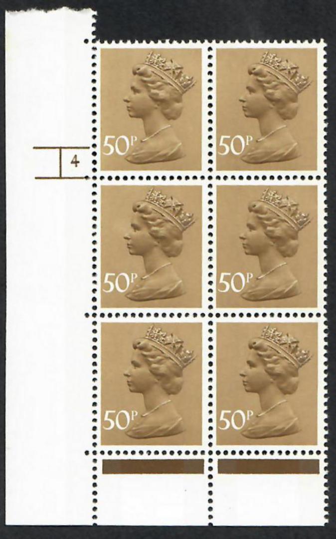 GREAT BRITAIN 1977 Elizabeth 2nd Machin 50p Ochre-Brown. Two 9.5mm  Phosphor Bands. Fluorescent Coated Paper with PVA Gum. Cylin image 0