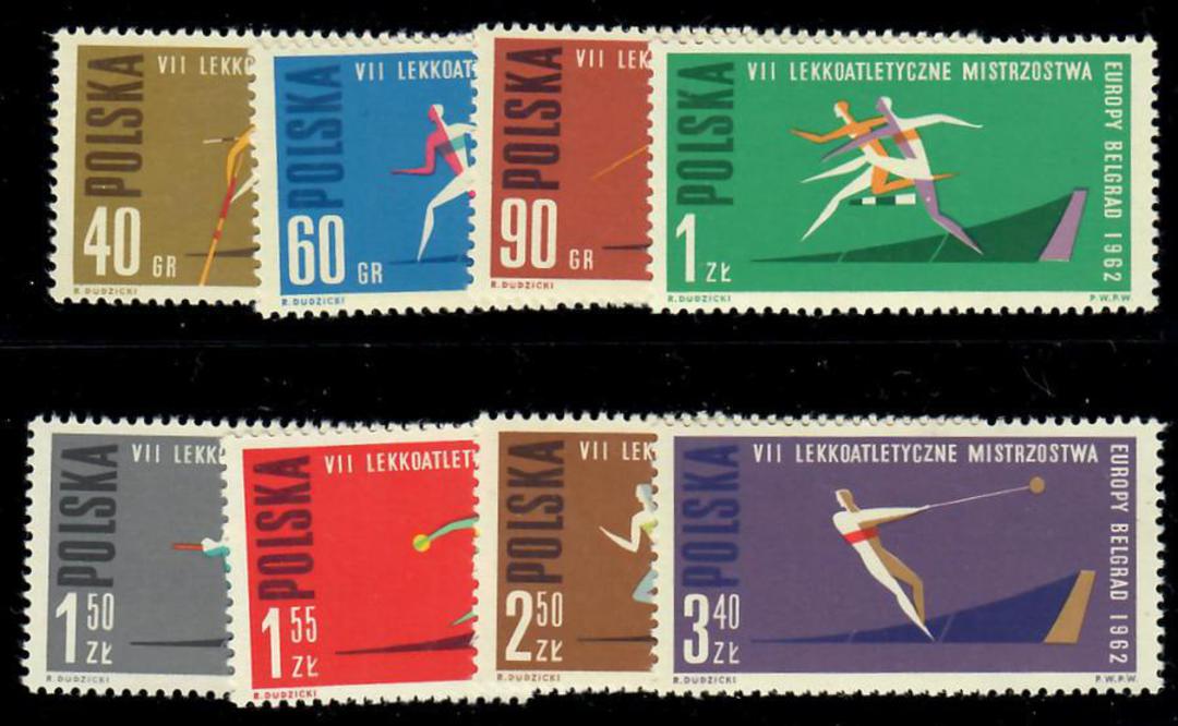 POLAND 1962 European Athletic Championships. Set of 8. - 22704 - UHM image 0