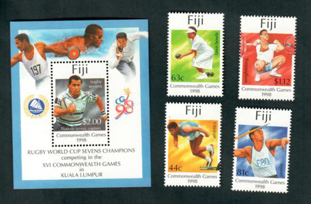 FIJI 1998 Commonwealth Games. Set of 4 and miniature sheet. - 52492 - UHM image 0