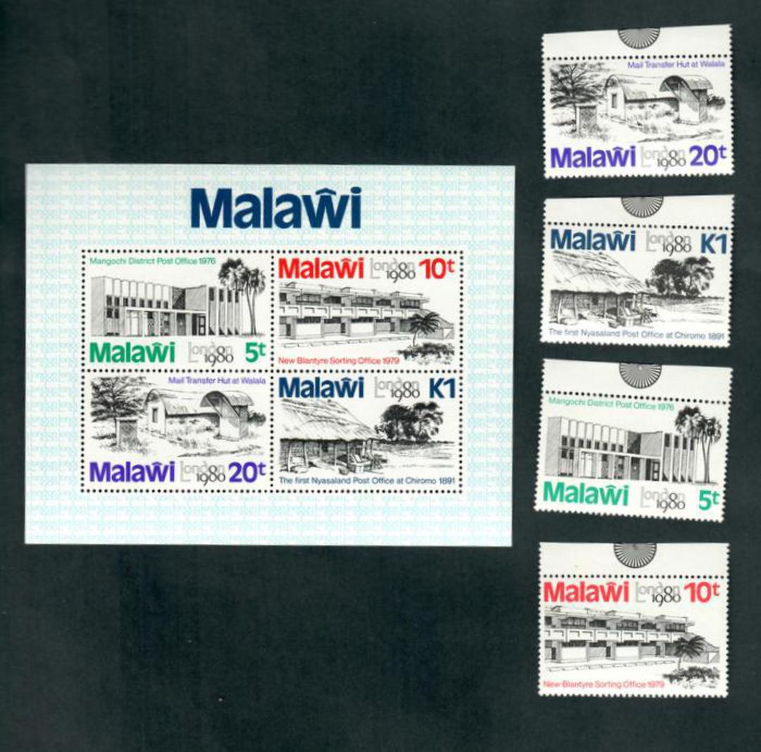 MALAWI 1980 London '80 International Stamp Exhibition. Set of 4 and miniature sheet. - 52447 - UHM image 0