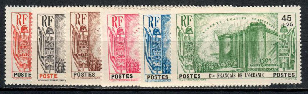 FRENCH OCEANIC SETTLEMENTS 1939 150th Anniversary of the French Revolution. Set of 6. Small thin on the 5fr. - 72373 - Mint image 0