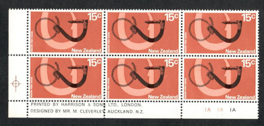 NEW ZEALAND 1970 Pictorial 15c Maori Fish Hook. Plate 1A1A1A. - 14907 - UHM image 0