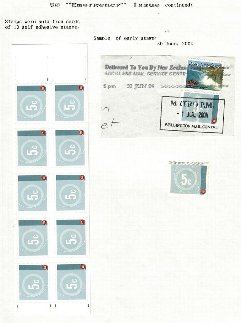 NEW ZEALAND 2004 Emergency 5c Provisional. Used single on piece with 40c definitive dated first day 30/6/04. - 19882 - PostalHis image 0