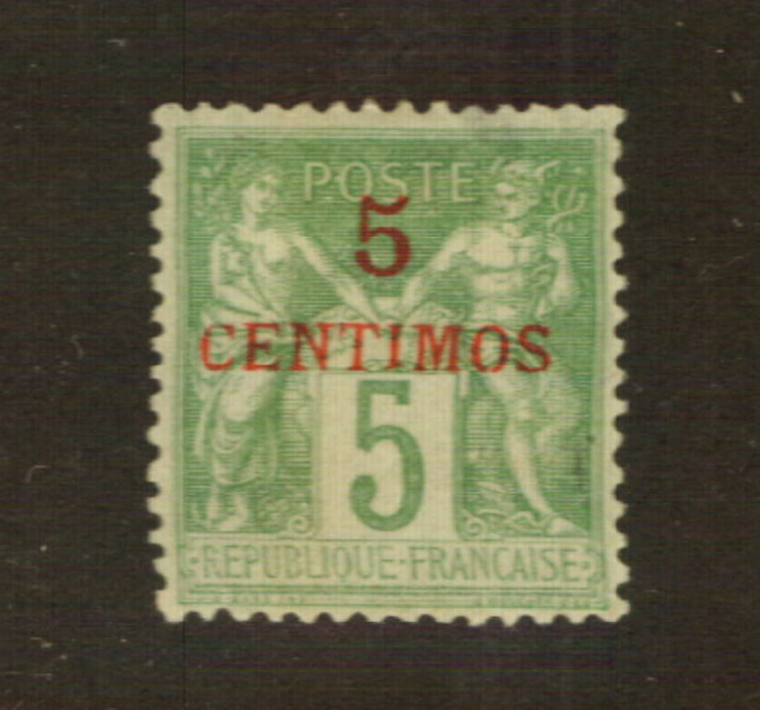 FRENCH Post Offices in MOROCCO 1891 Definitive 5c on 5c Bright Yellow-Green. Type(a). - 76405 - LHM image 0