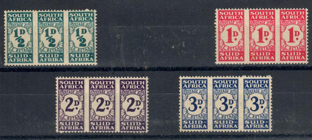 SOUTH AFRICA 1943 Postage Due War Issue. Set of 4 in units of three. Very lightly hinged. - 20781 - LHM image 0