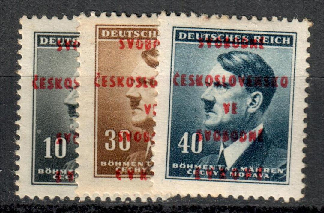 CZECHOSLOVAKIA 1940 Hitler stamps of Germany. Overprinted locals. Set of 3. - 9901 - Mint image 0