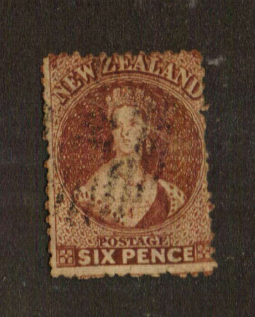 NEW ZEALAND 1862 Full Face Queen 6d Red Brown. Watermark Large Star. Perf 12½ at Auckland. Sound copy. SG 122. - 70708 - Used image 0