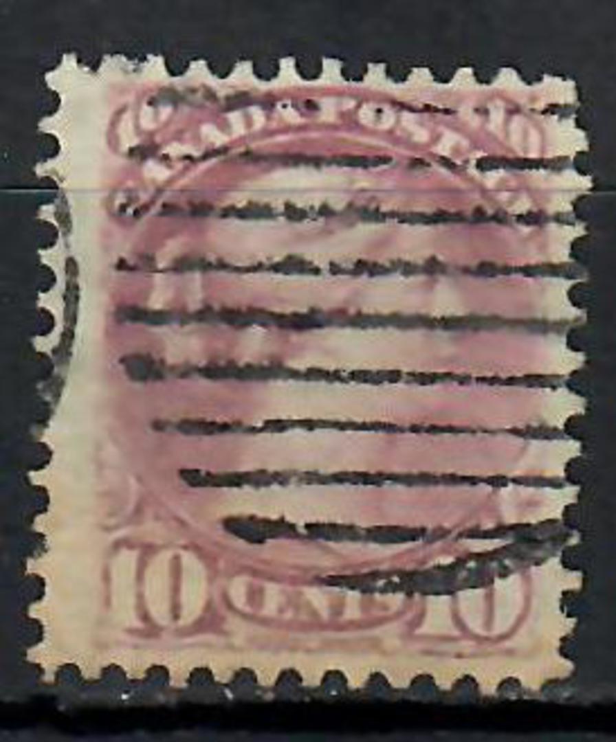 CANADA 1870 Definitive 10c Pale Lilac-Magenta. Postmark circular bars. Nice copy. Good perfs. - 70874 - Used image 0