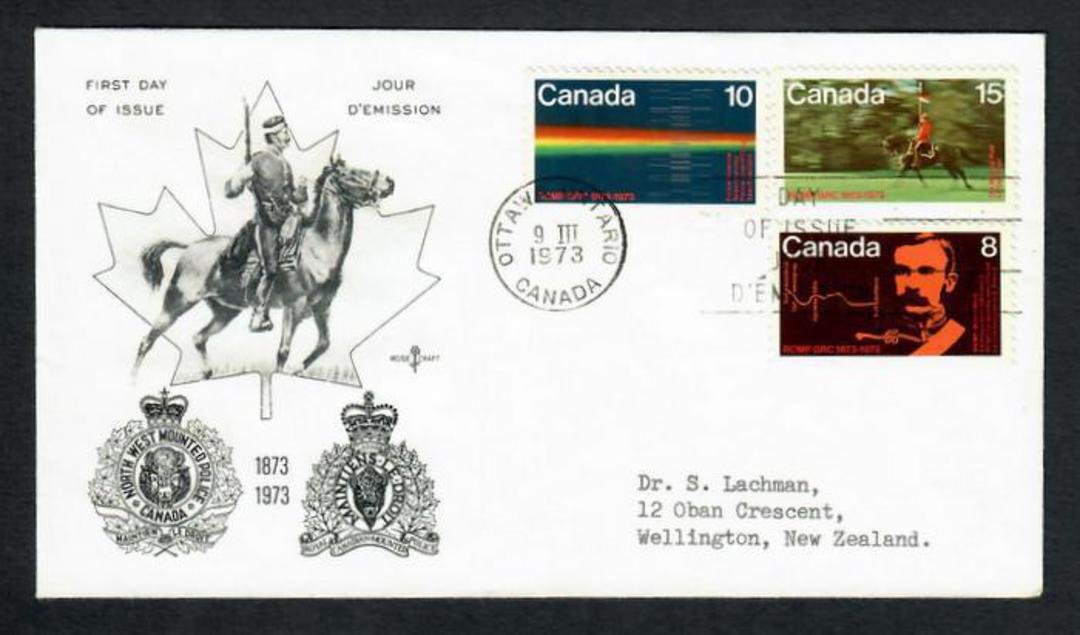 CANADA 1973 Centenary of the Royal Canadian Mounted Police. Set of 3 on first day cover. - 30682 - FDC image 0