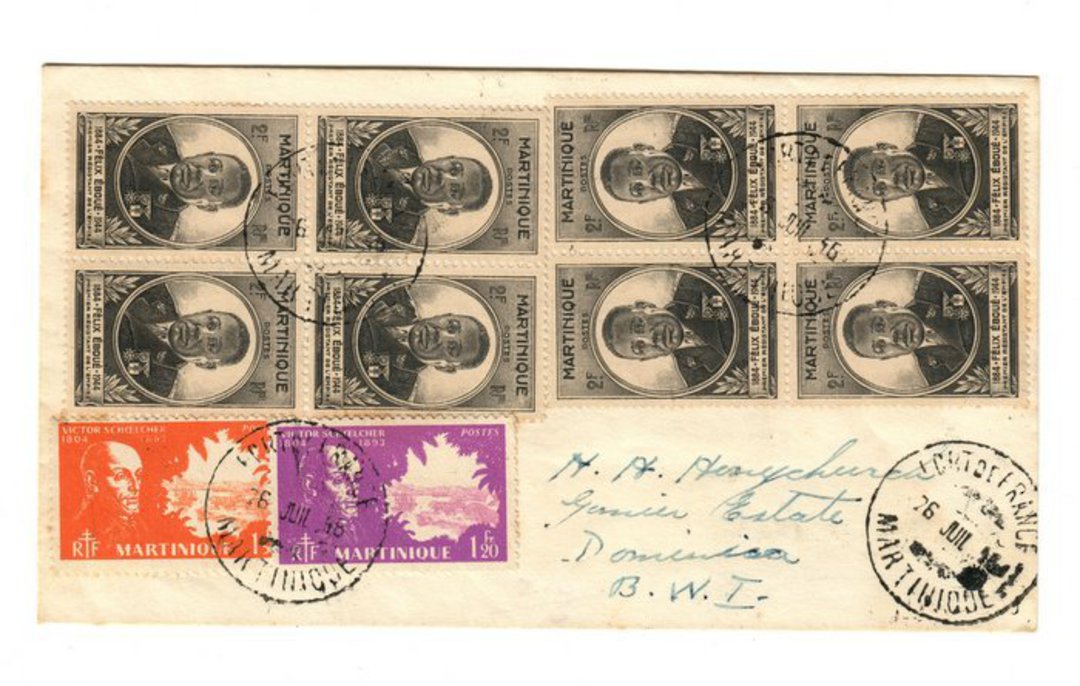 MARTINIQUE 1946 Registered Letter from Fort de France to Dominica. - 37810 - PostalHist image 0