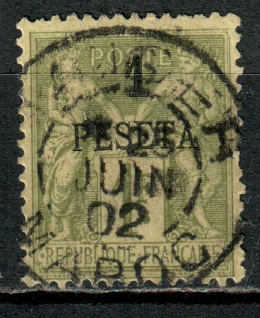 FRENCH Post Offices in MOROCCO 1891 Definitive 1p on 1f  Olive-Green. Fine used with TANGER cancel - 71227 - FU image 0