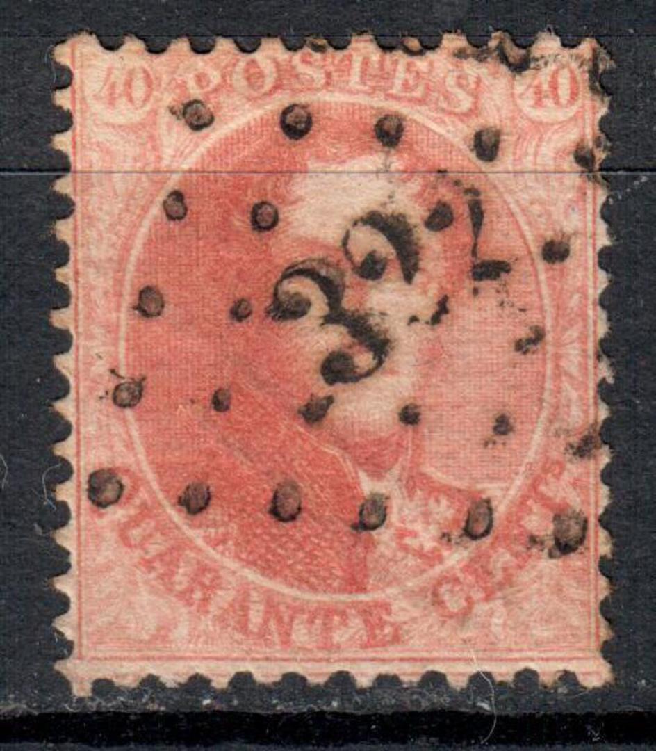 BELGIUM 1863 Definitive 40c Carmine-Rose. Canc 322 St Ghistaine. Perf 12½x13½. - 72588 - FU image 0