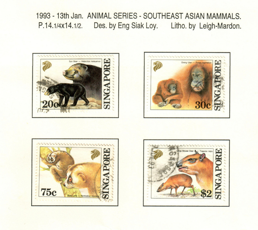 SINGAPORE 1993 Mammals. Set of 4. - 59617 - VFU image 0