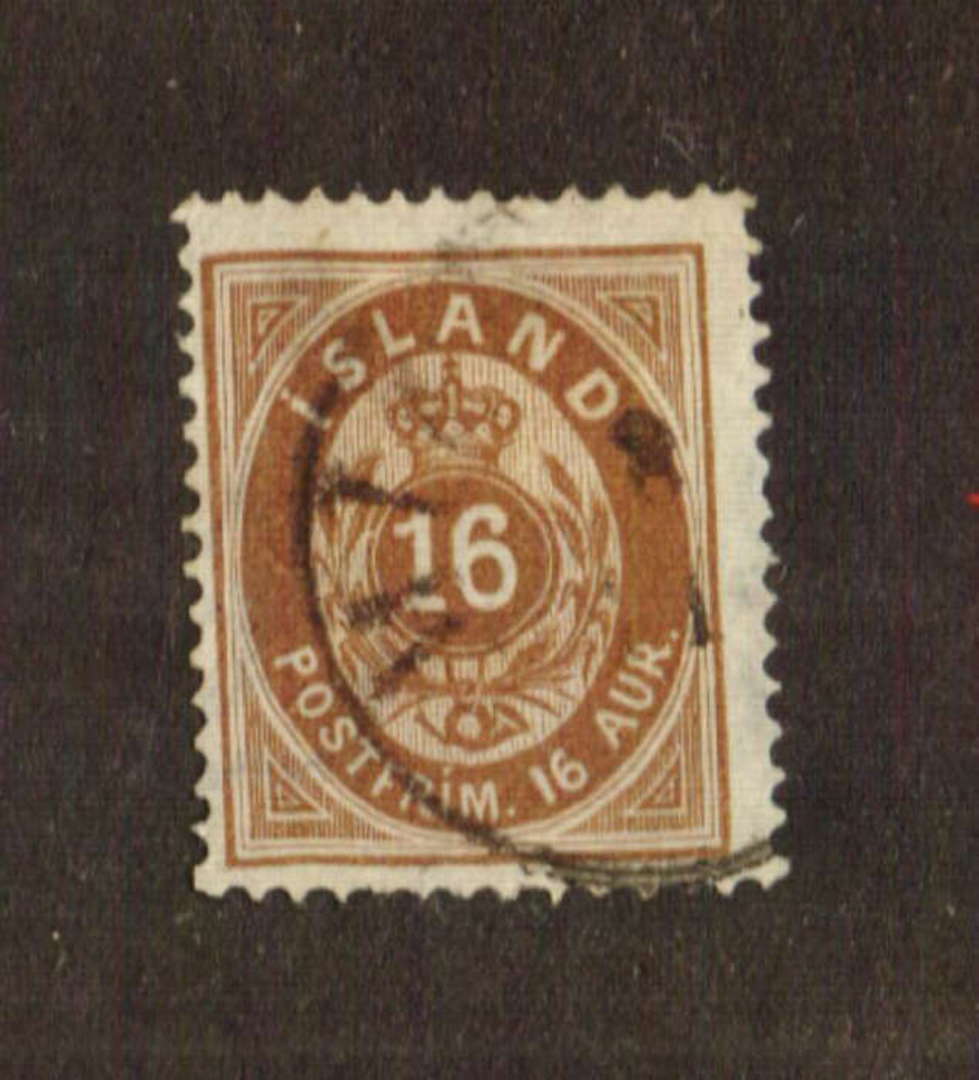 ICELAND 1886 16aur Yellow-Brown. Fresh and clean. - 71418 - VFU image 0