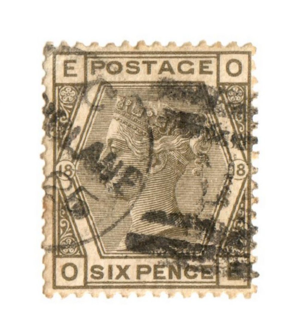 GREAT BRITAIN 1880 6d Grey. Plate 18. Letters EOOE. Slight fold in one corner not obvious from the front. Good perfs. Typical po image 0