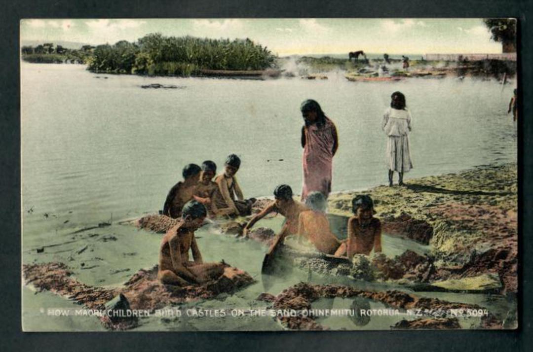 Coloured Postcard of Maori Children ar Ohinemutu. - 49624 - Postcard image 0