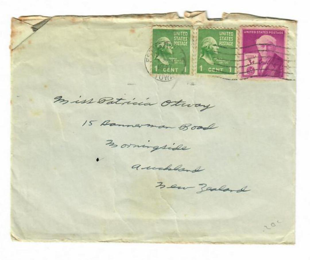 USA 1947 Cover to New Zealand with USA Crippled Childrens Cinderella on the reverse. - 31122 - PostalHist image 0