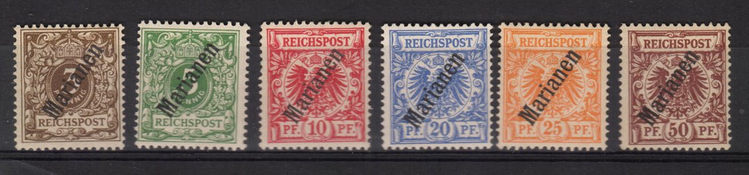 MARIANA ISLANDS 1899 Definitives with overprint at 56 degrees. Fine set of 6. Clean and fresh. - 21169 - LHM image 0
