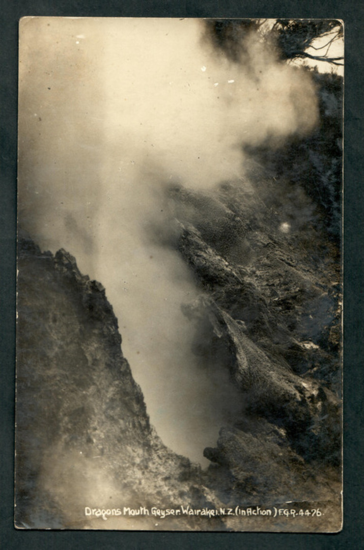 Real Photograph by Radcliffe of Dragon's Mouth Geyser Wairakei in action. Crease. - 46760 - Postcard image 0