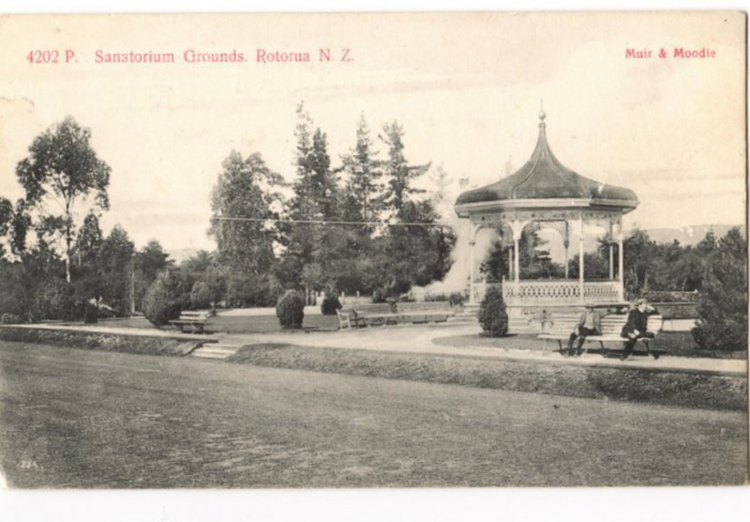 Postcard by Muir & Moodie of Sanatorium Grounds Rotorua. - 246058 - Postcard image 0