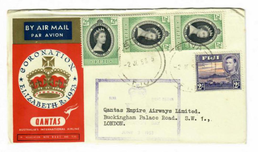 FIJI 1953 Qantas Coronation Flight Cover from Suva to London. - 31086 - PostalHist image 0