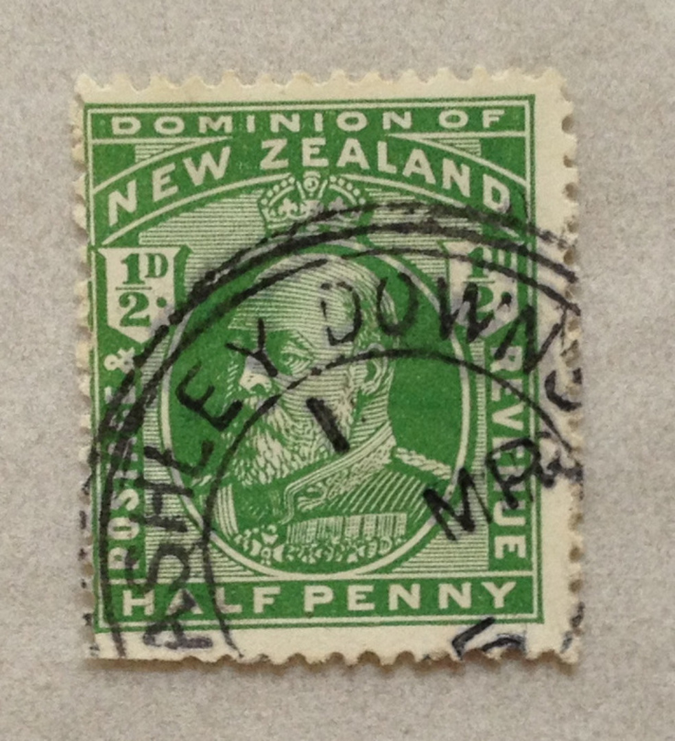 NEW ZEALAND Postmark Dunedin ASHLEY DOWNS. H Class cancel on Edward 7th. Brilliant strike. - 79314 - Postmark image 0
