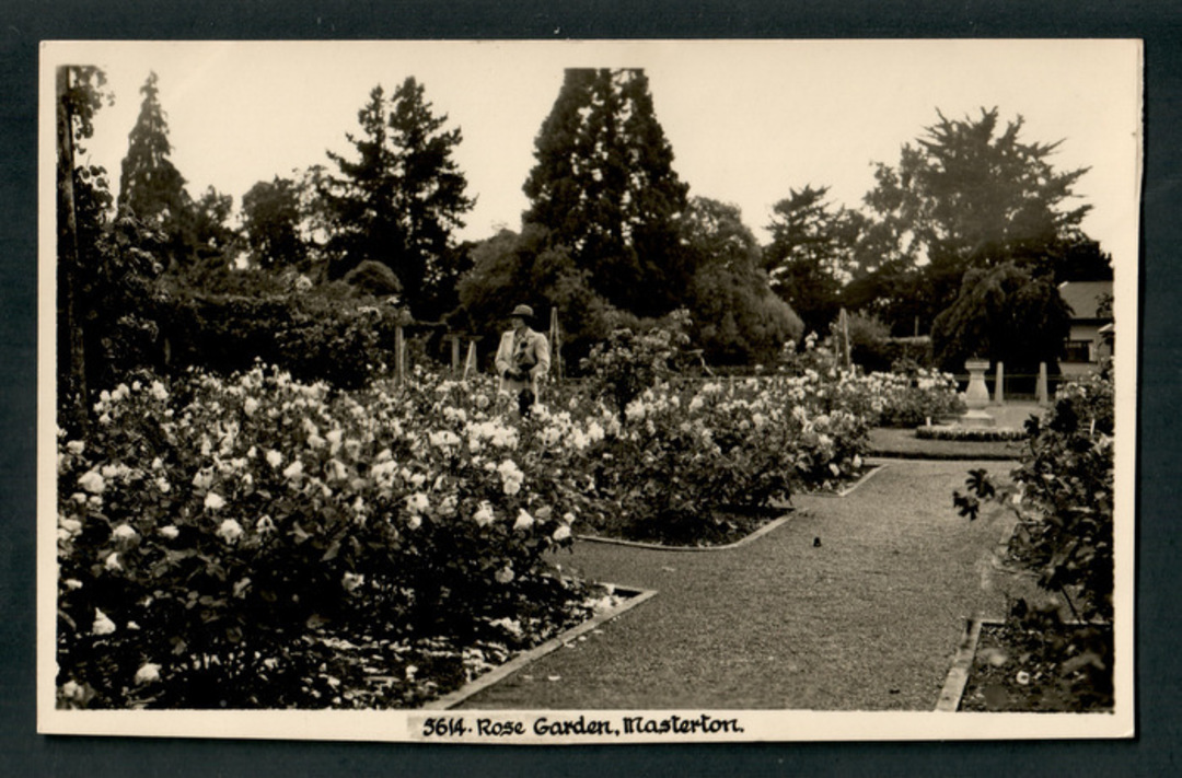 Real Photograph by A B Hurst & Son of Rose Gardens masterton. - 47895 - Postcard image 0