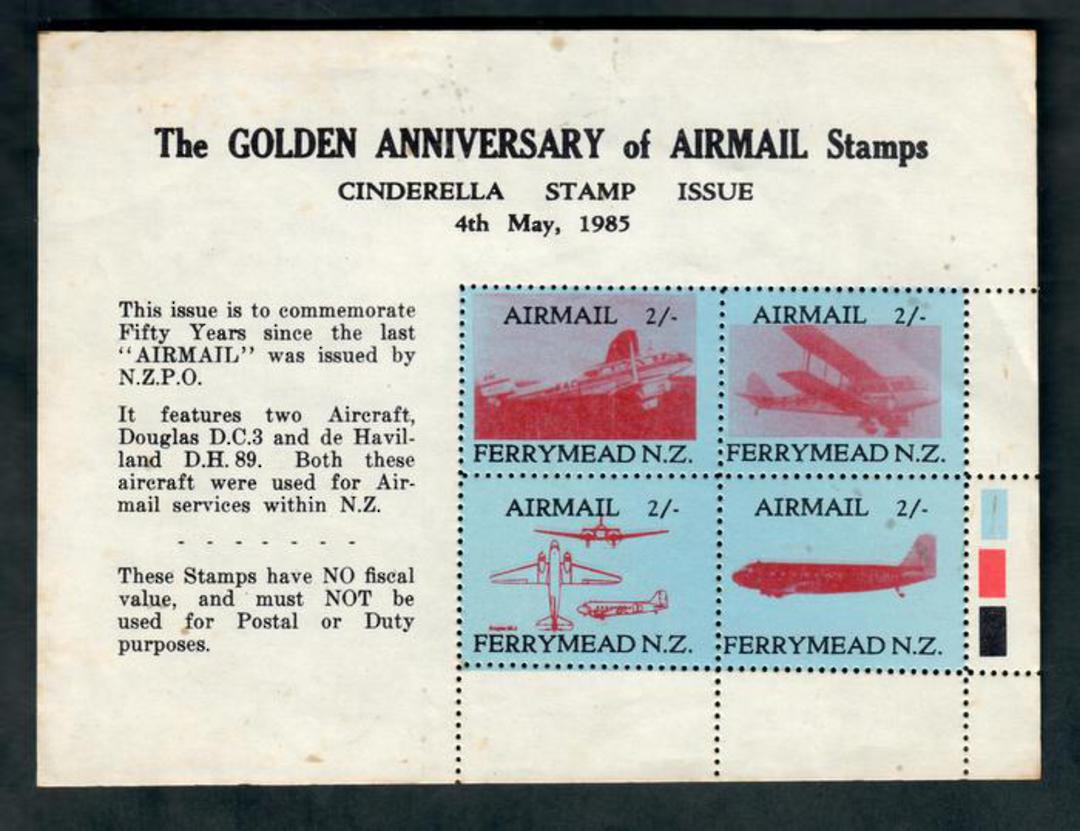 NEW ZEALAND 1985 Golden Anniversary of Airmail Stamps. Miniature sheet. Faults. - 50416 - image 0