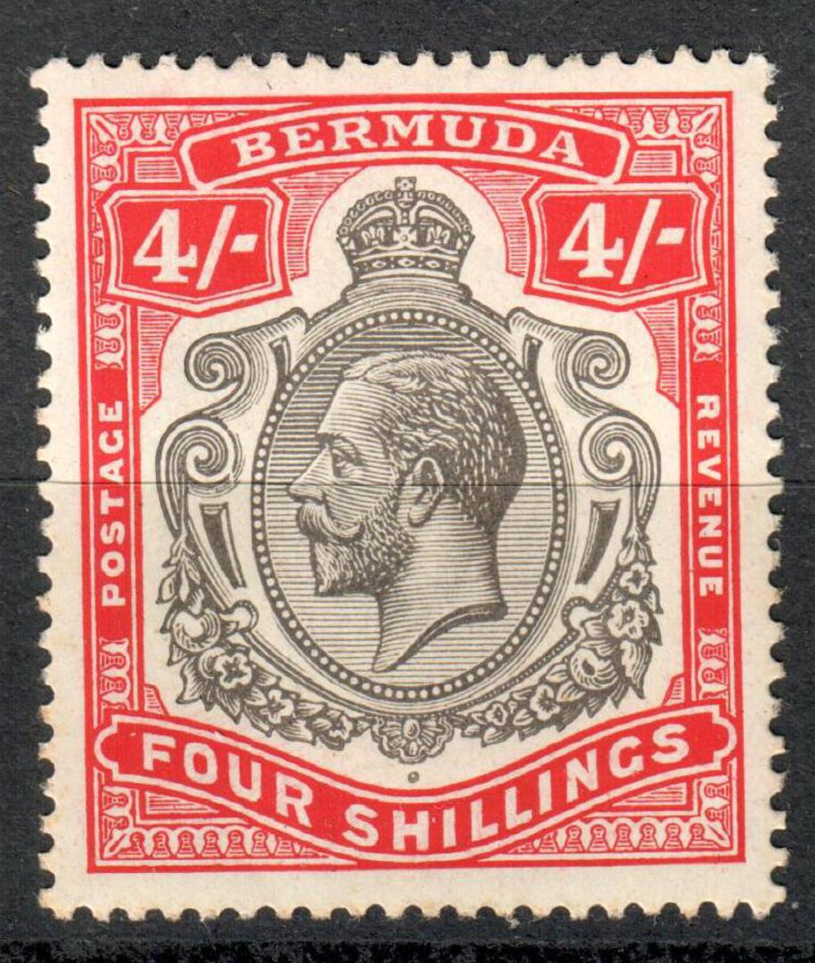 BERMUDA 1918 Geo 5th Definitive 4/- Black and Carmine. - 8246 - LHM image 0