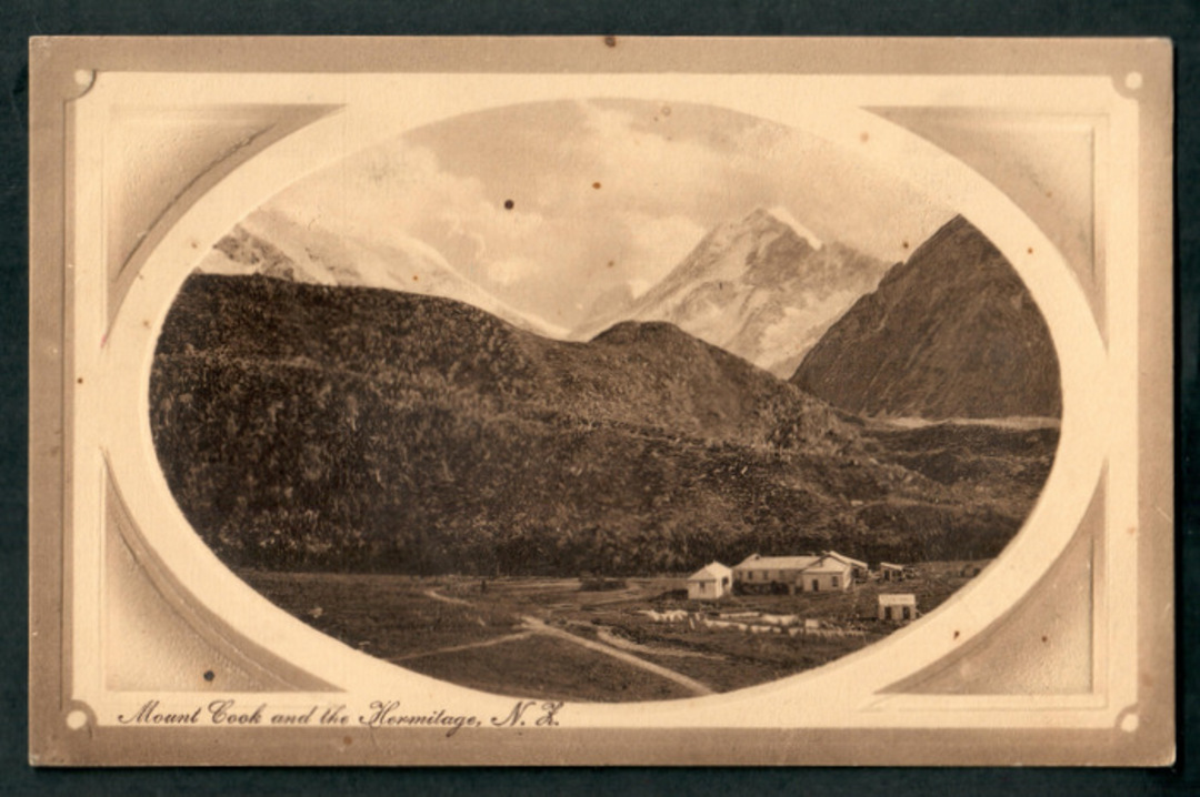 Sepia Postcard of Mount Cook and the Hermitage. - 48898 - Postcard image 0
