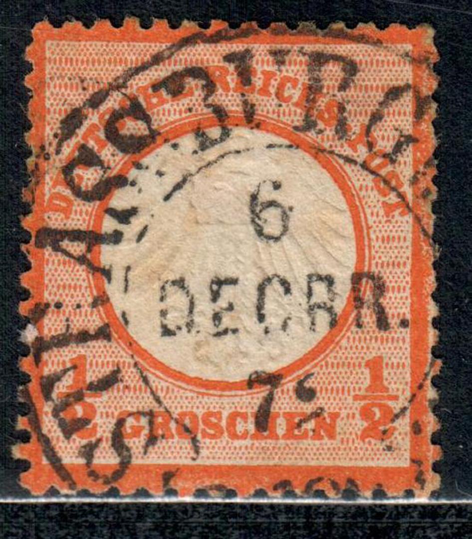 GERMANY 1872 Definitive Small Shield ½g Orange-Vermilion. Postmark STRASBURG. - 9347 - Used image 0