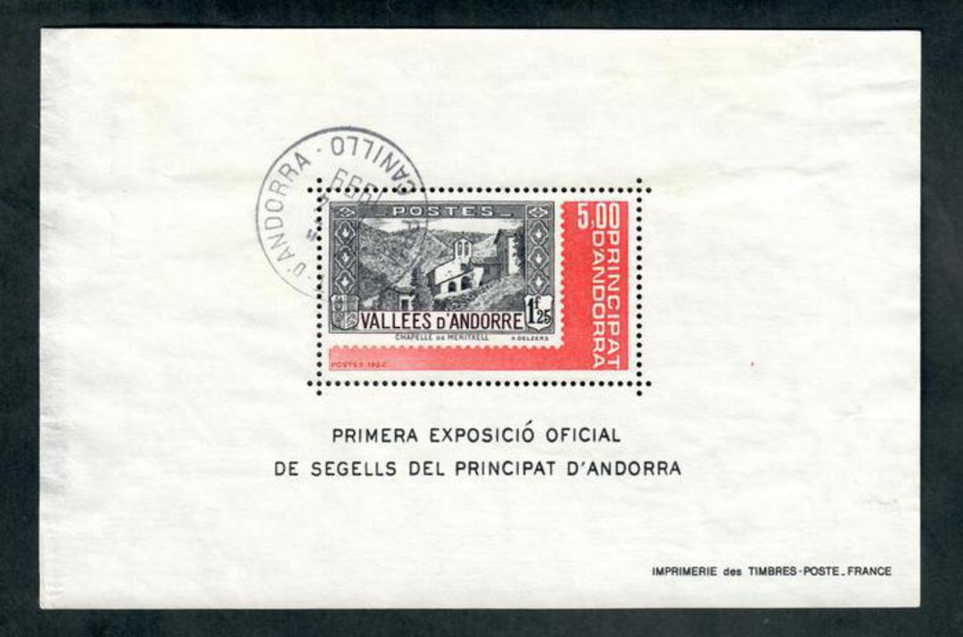 FRENCH ANDORRA 1982 First Official Exhibition of Andorran Postage Stamps. Miniature sheet. - 50531 image 0