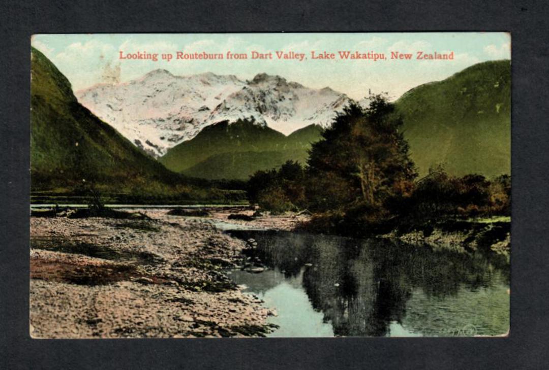 Coloured postcard. Looking up Routeburn from Dart Valley. - 49447 - Postcard image 0