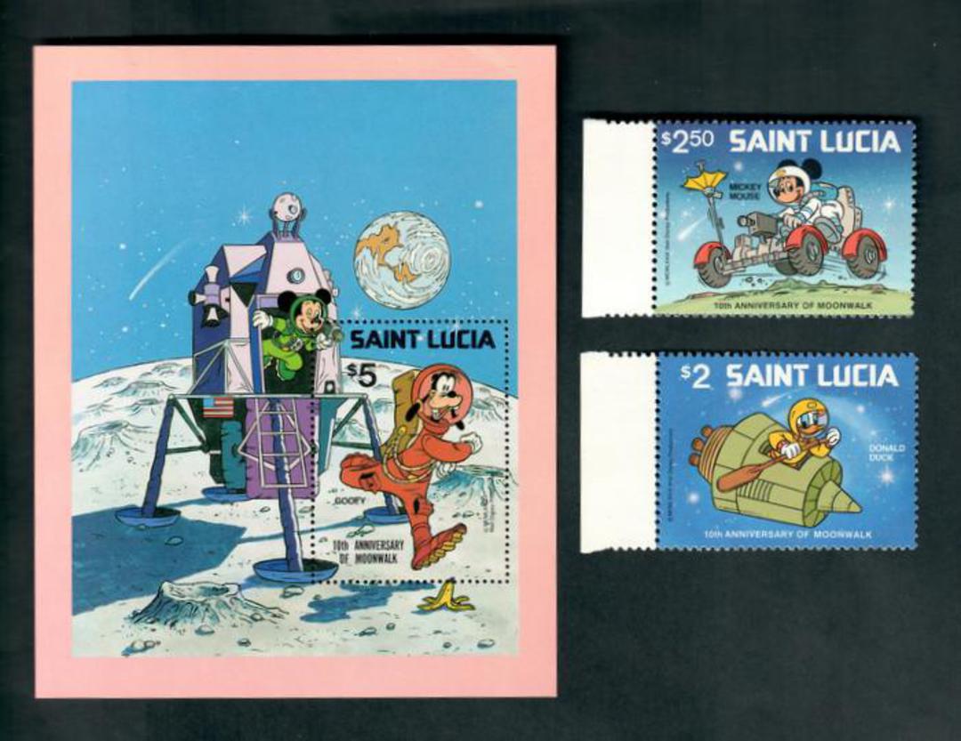 ST LUCIA 1980 Disney. The top 2 values in the set and the miniature sheet. - 52426 - UHM image 0