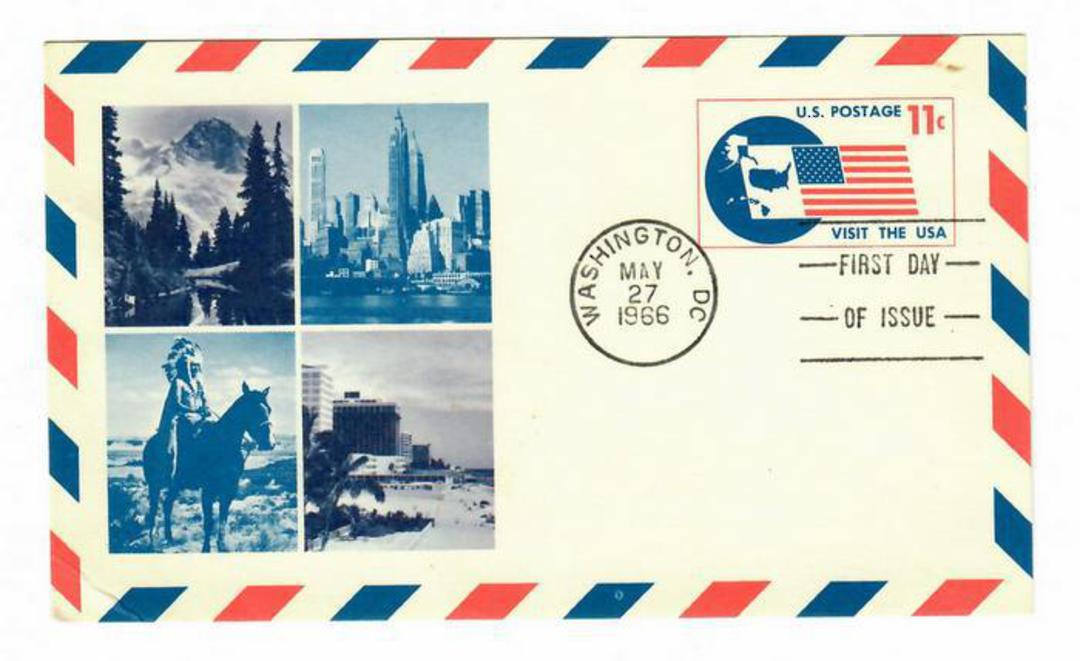 USA 1966 Air Lettercard 11c Visit the USA.   First day cancel. image 0