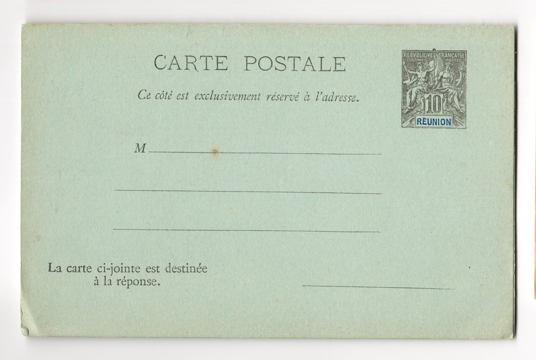 REUNION 1892 Carte Postale Response 10c Black. Unused. - 38165 - PostalHist image 0