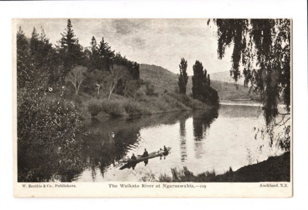 Postcard of the Waikato River at Ngaruawahia. - 45721 - Postcard image 0
