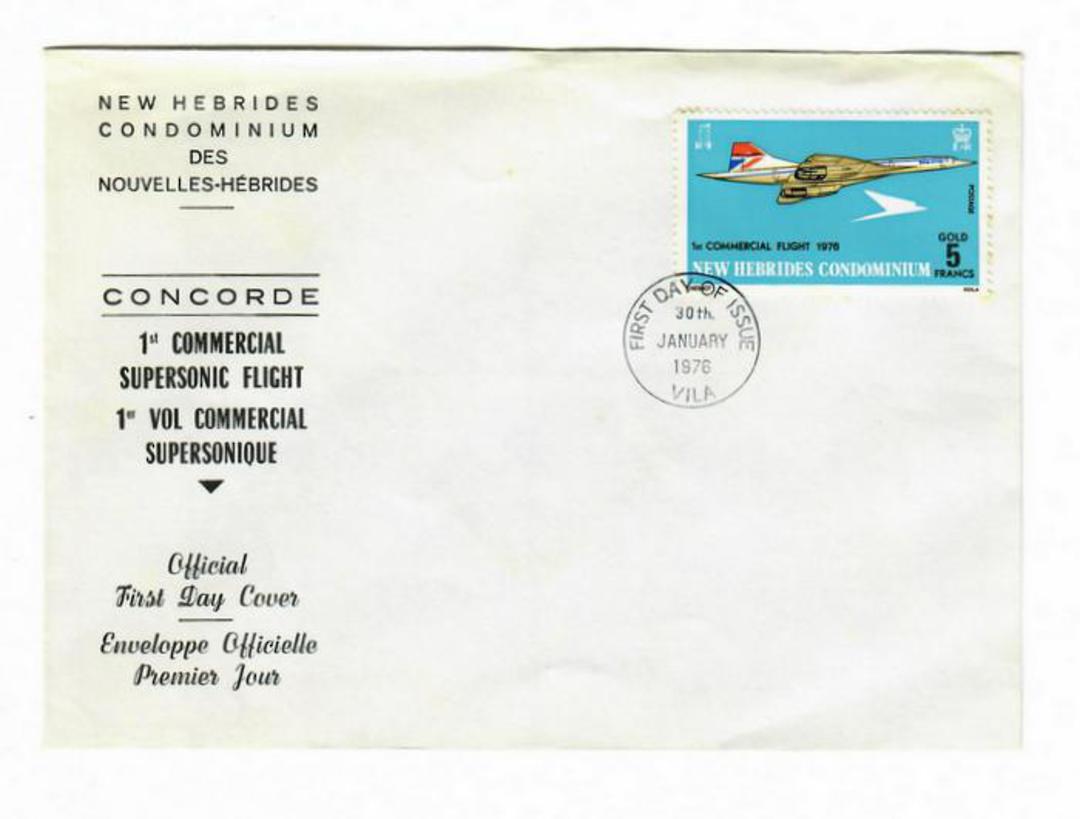 NEW HEBRIDES 1976 First Commercial Flight of the Concorde on first day cover. English and French Issues. - 32192 - FDC image 0