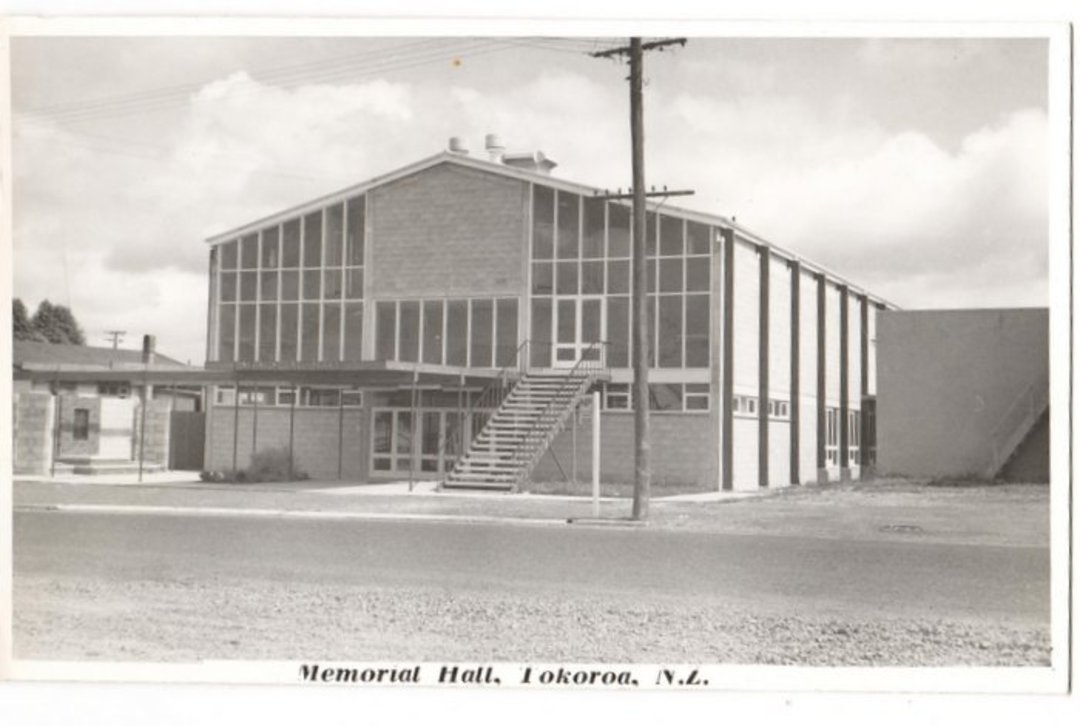 Real Photograph by N S Seaward of the Memorial Hall Tokoroa. - 45863 - Postcard image 0
