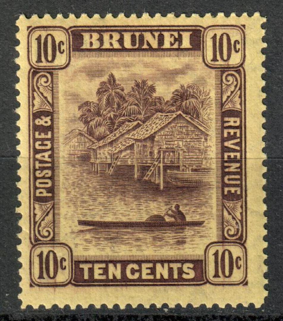 BRUNEI 1924 Definitive 10c Purple on Yellow. - 8074 - LHM image 0