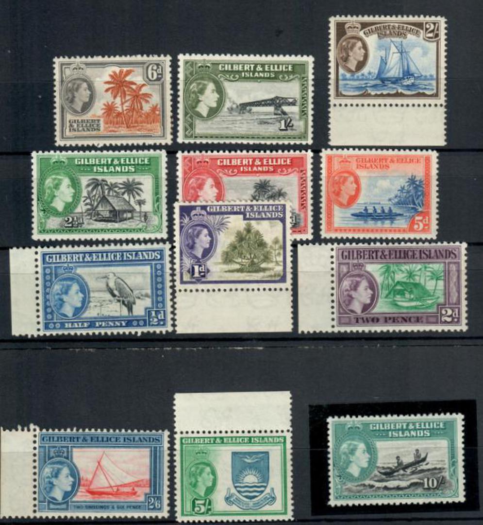 GILBERT & ELLICE ISLANDS 1956 Elizabeth 2nd Definitives. Set of 12. - 20440 - UHM image 0